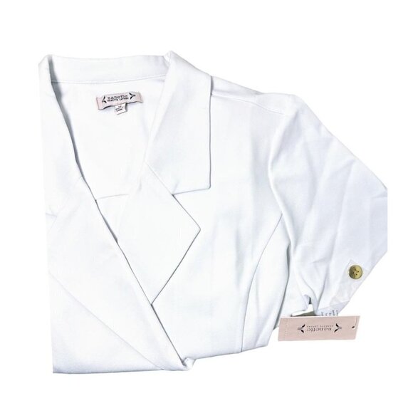Nanette Lepore Womens White Short Sleeve Crepe Button Blazer Dress Sz 18 New - Picture 3 of 9
